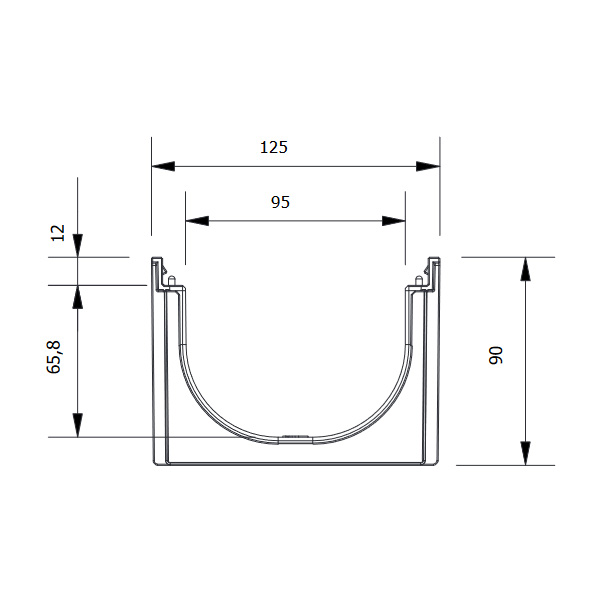 KANALETA S PP REŠETKO B125 125X90X1000MM ACO EASYLINE, POVOZNA 3 kanaleta aco easyline h90 tehnicni presek