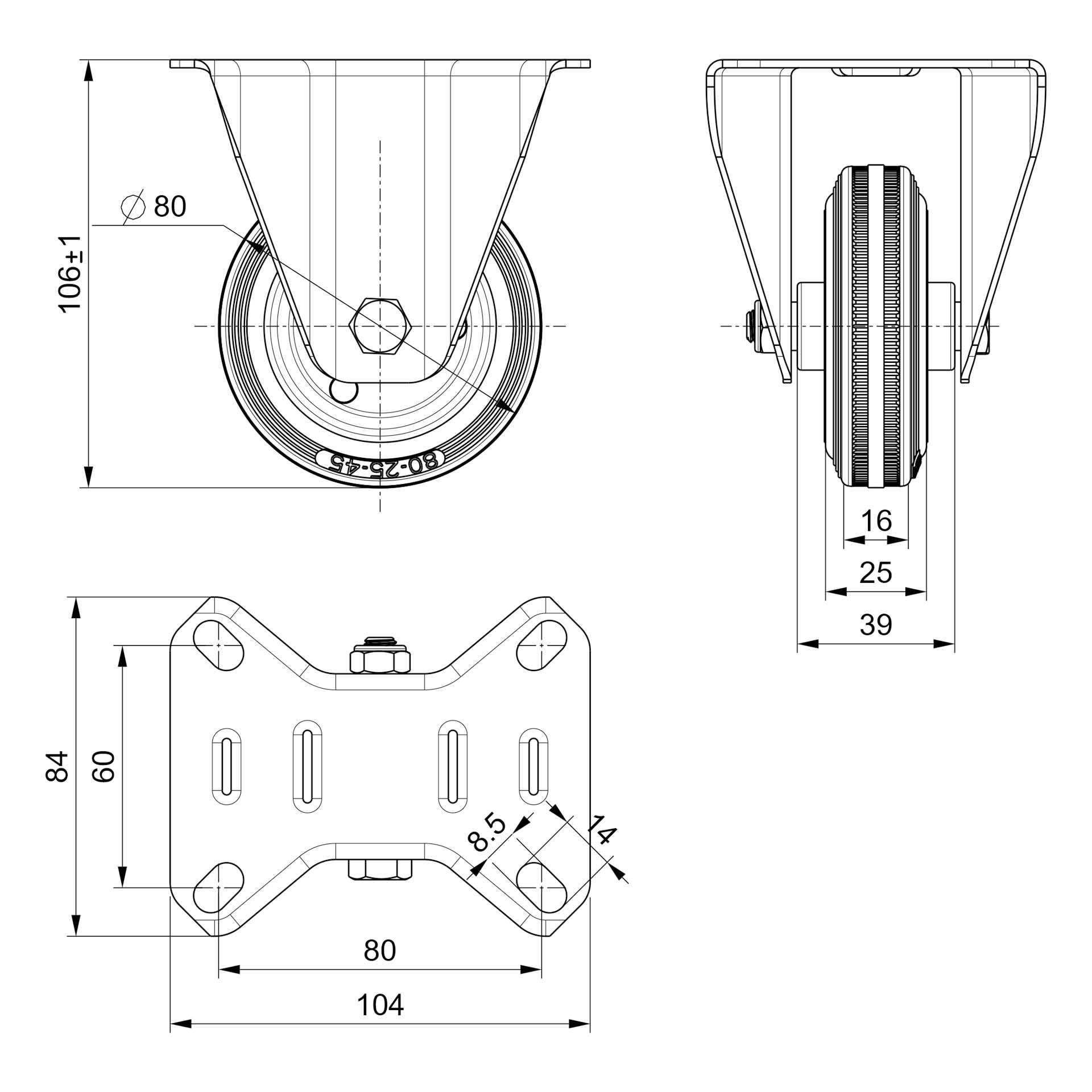 KOLO FIKSNO FI 80MM, 50KG ČRNO 4 8592485430134 4