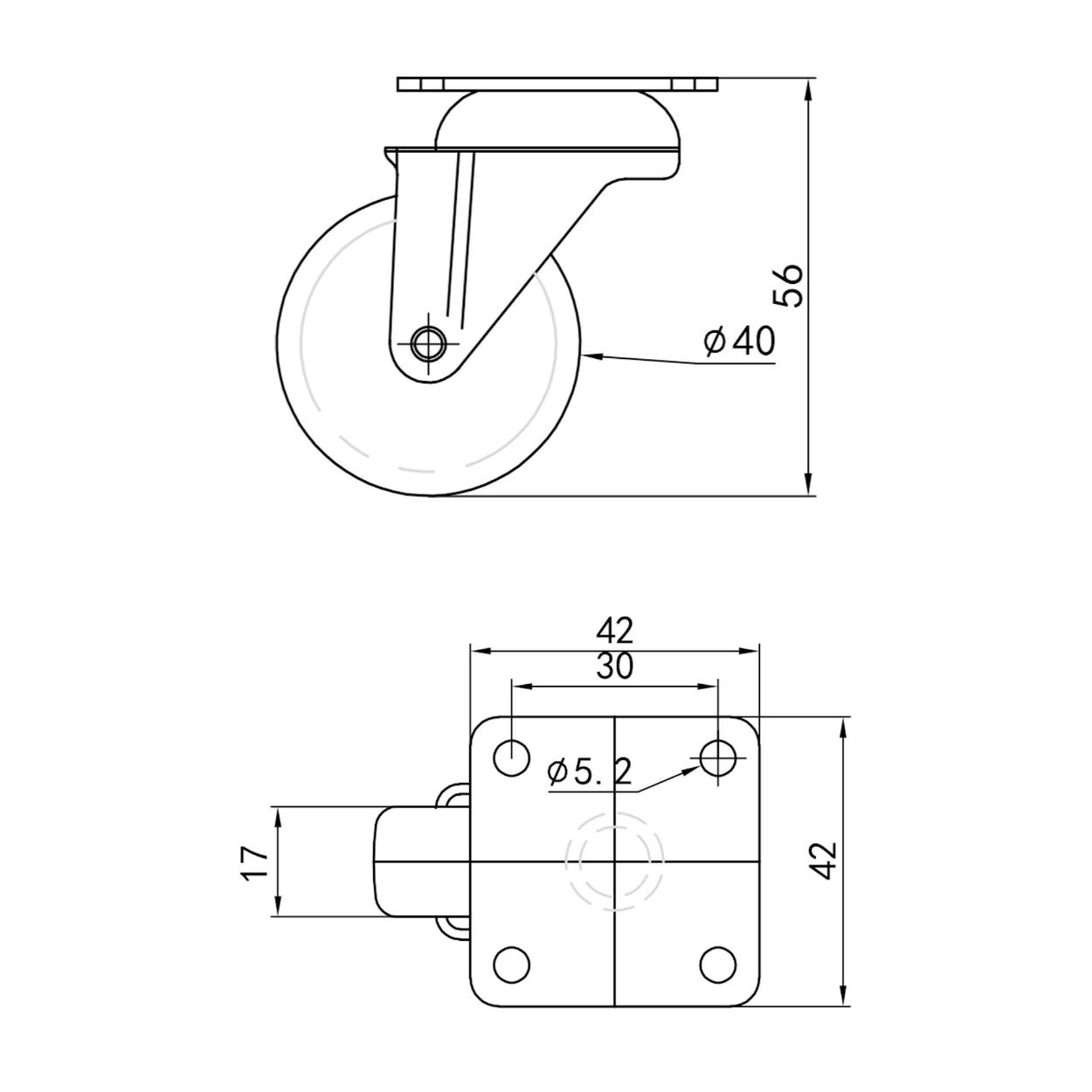 KOLO VRTLJIVO FI 40MM, 35KG ZA TRDO PODLAGO 3 8592485518689 3