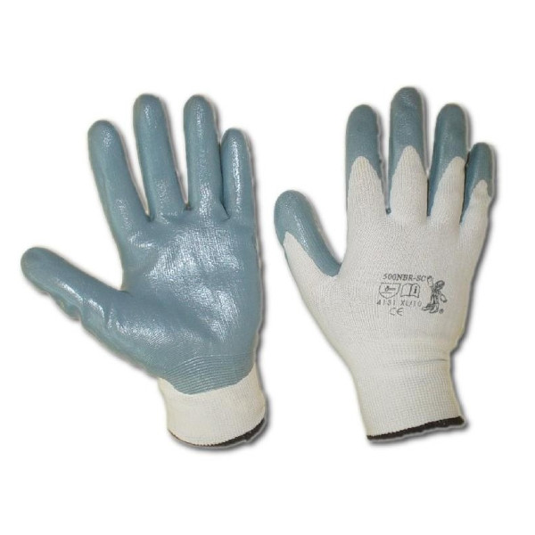 ROKAVICE NYLON 500NBR SIVO-BELE