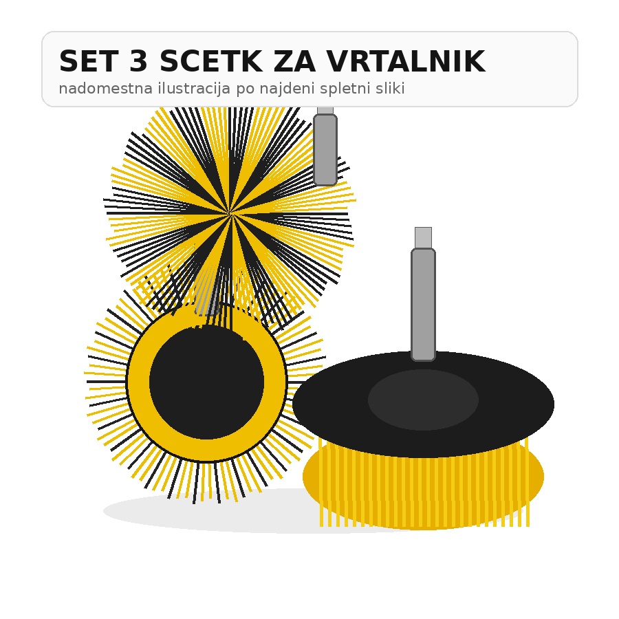 ŠČETKE PP ČISTILNE ZA VRTALNIK SET 3KOS 440001
